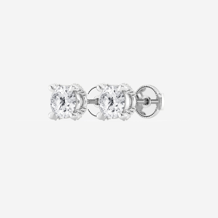 1 1/8 ctw Round Lab Grown Diamond Side Stone Stud Earrings