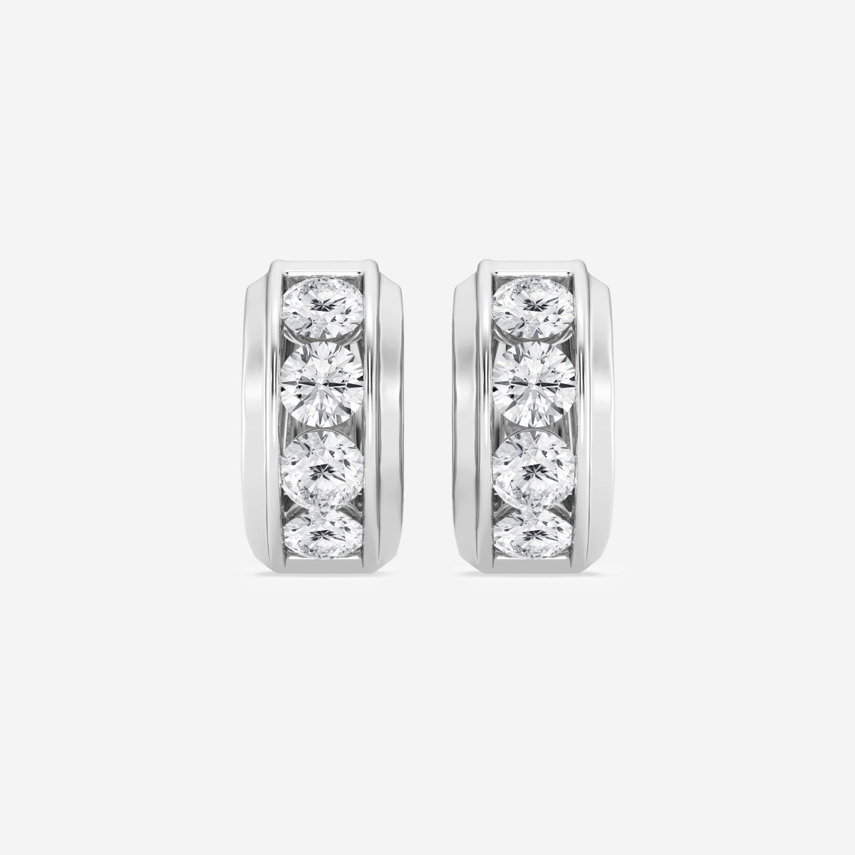 4 7/8 ctw Round Lab Grown Diamond Bold Gold Four Stone Huggie Hoop Earrings