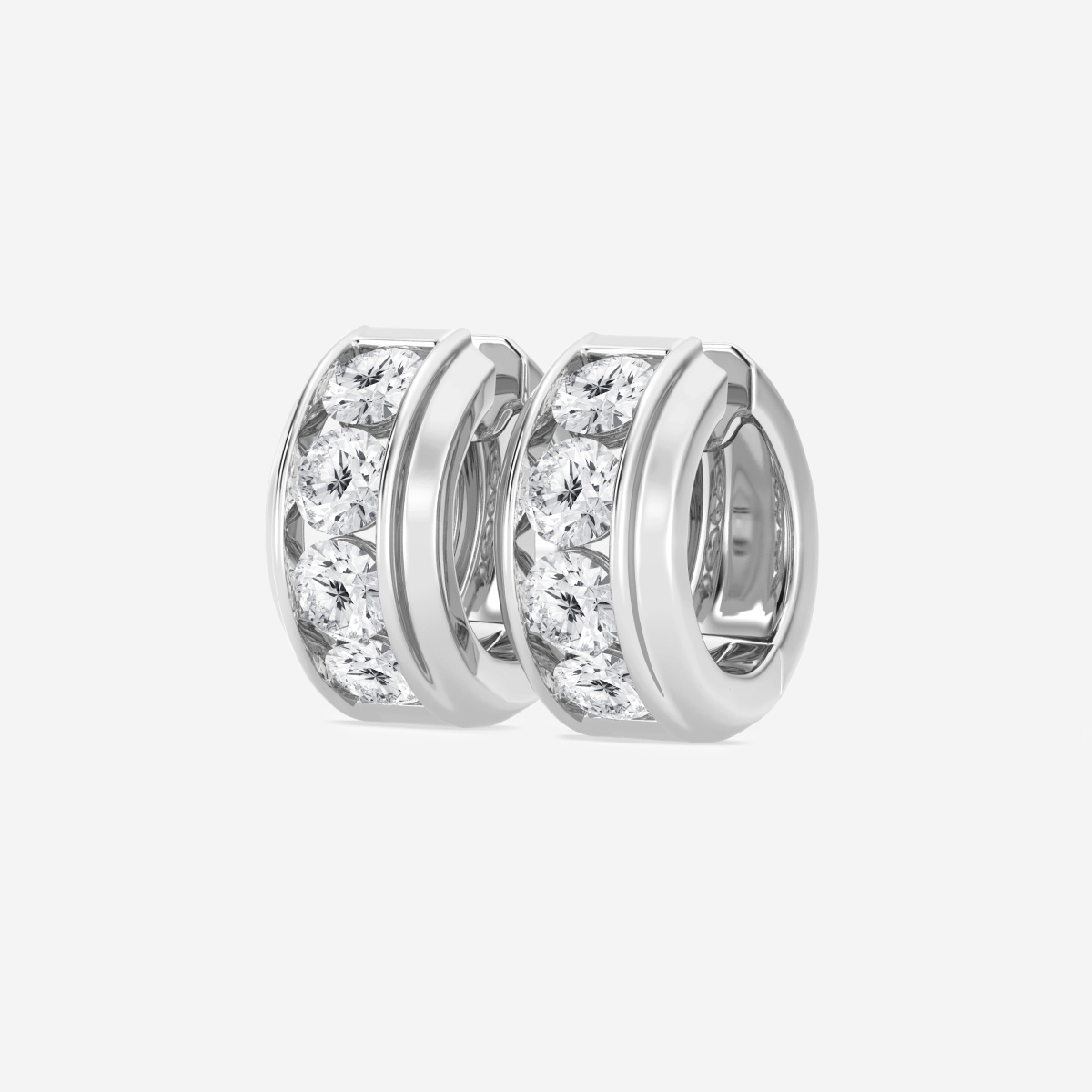 Additional Image 1 for  4 7/8 ctw Round Lab Grown Diamond Bold Gold Four Stone Huggie Hoop Earrings