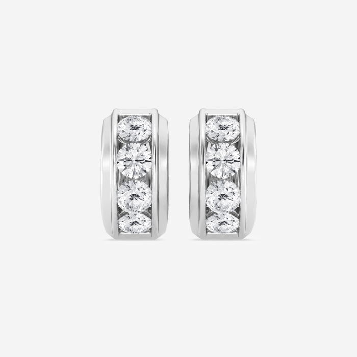 4 7/8 ctw Round Lab Grown Diamond Bold Gold Four Stone Huggie Hoop Earrings