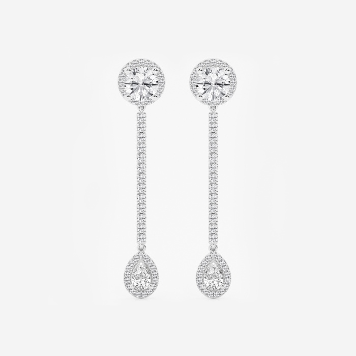 3 ctw Multi-Shape Lab Grown Diamond Halo Drop Earrings