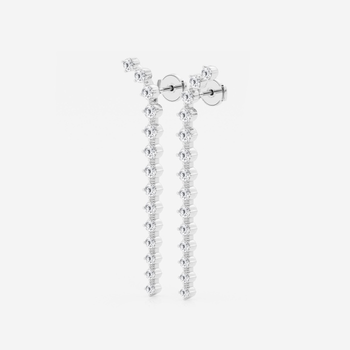2 ctw Round Lab Grown Diamond Curved Drop Earrings