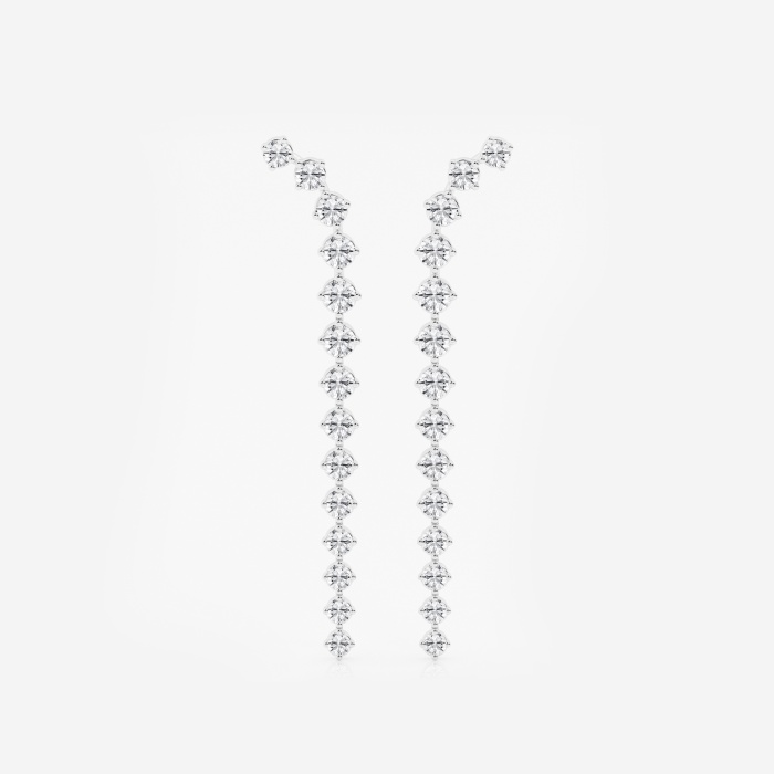 2 ctw Round Lab Grown Diamond Curved Drop Earrings