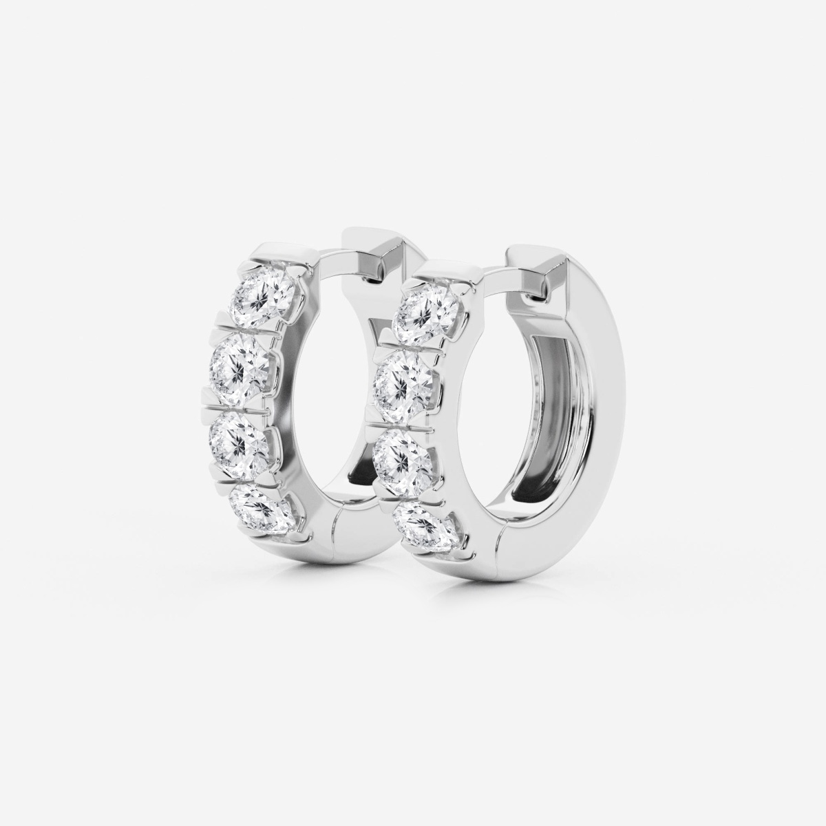 Additional Image 1 for  1 ctw Round Lab Grown Diamond Hoop Earrings