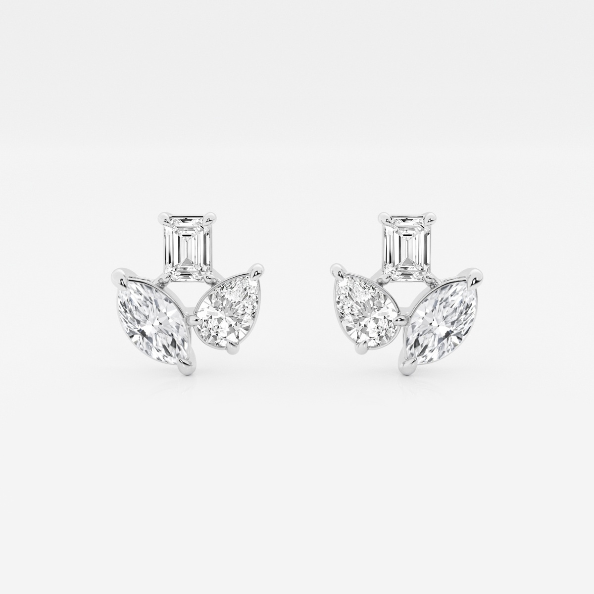 1 2/3 ctw Mosaic Three Stone Fan Earrings