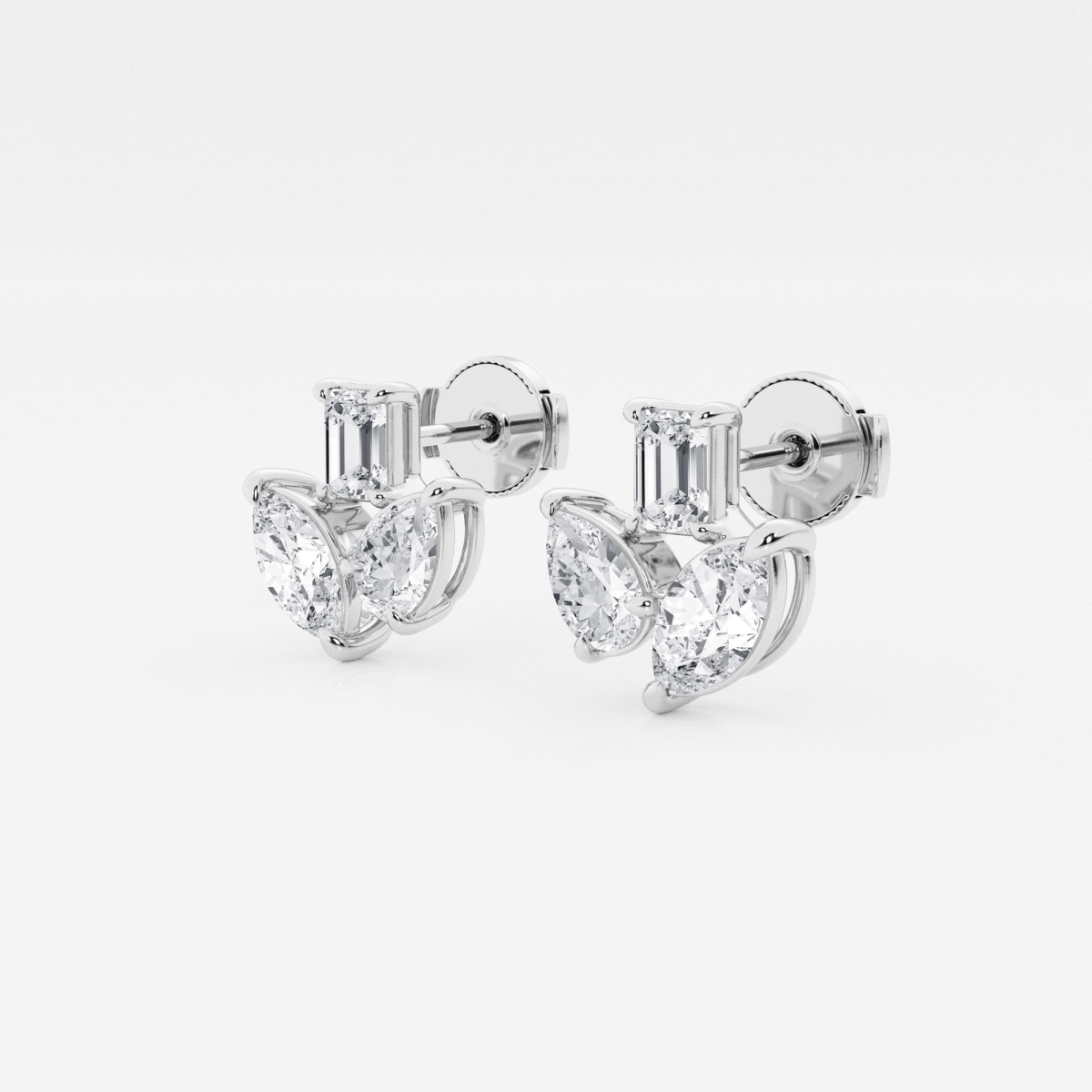 Additional Image 1 for  1 2/3 ctw Mosaic Three Stone Fan Earrings