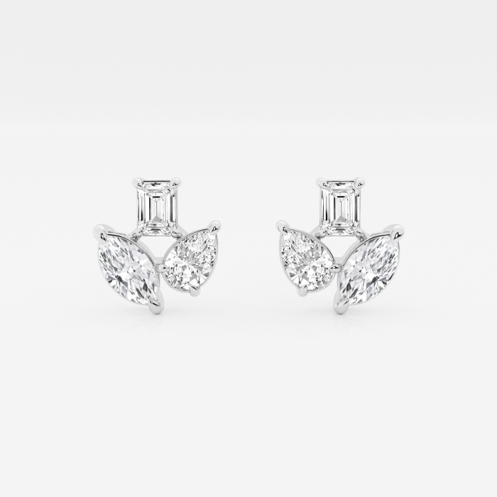 1 2/3 ctw Mosaic Three Stone Fan Earrings