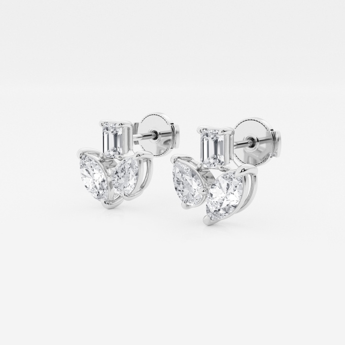 1 2/3 ctw Mosaic Three Stone Fan Earrings