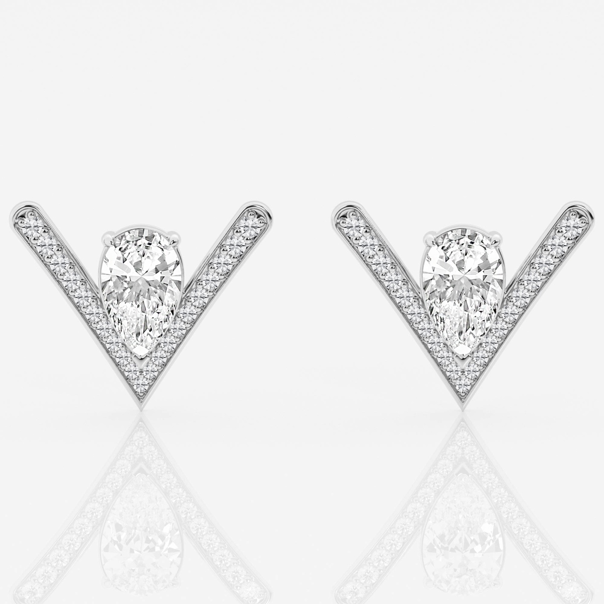 4 3/4 ctw Pear Lab Grown Diamond Pave Chevron Stud Earrings