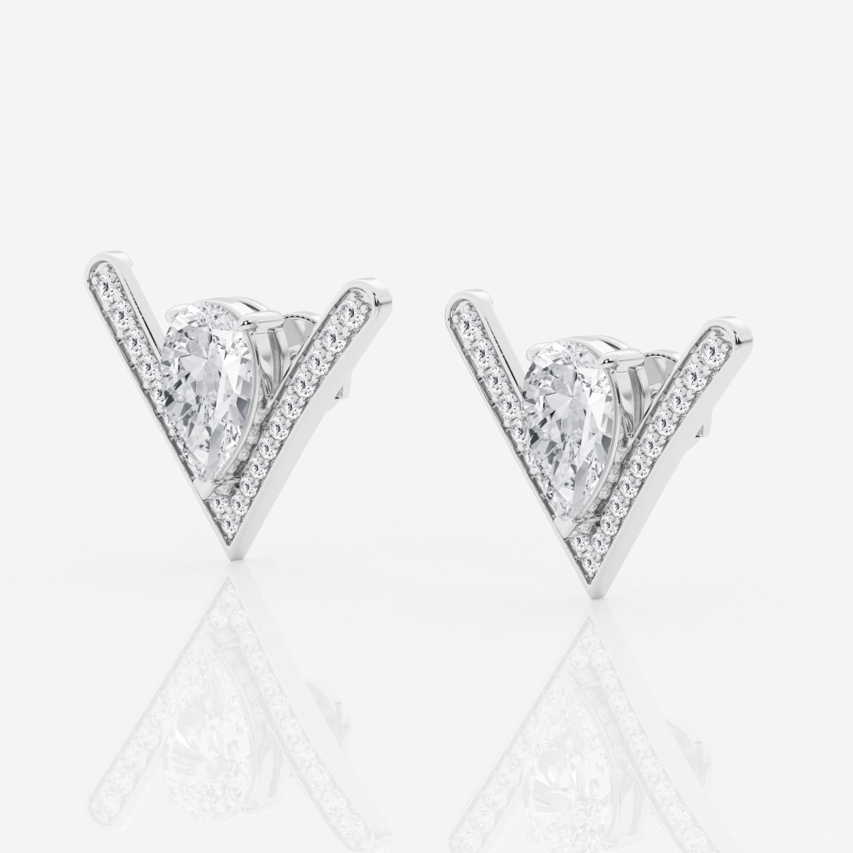Additional Image 1 for  4 3/4 ctw Pear Lab Grown Diamond Pave Chevron Stud Earrings