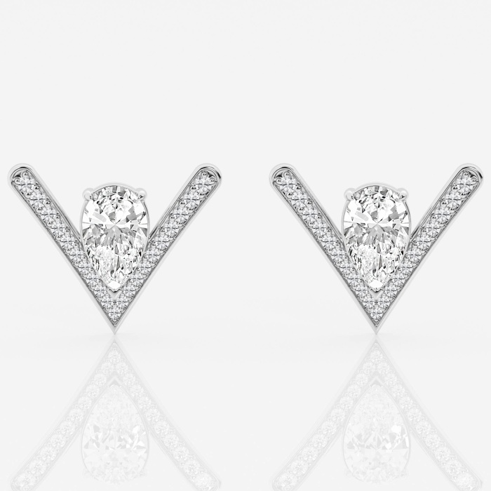 4 3/4 ctw Pear Lab Grown Diamond Pave Chevron Stud Earrings