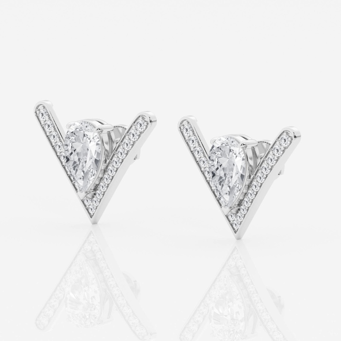 4 3/4 ctw Pear Lab Grown Diamond Pave Chevron Stud Earrings