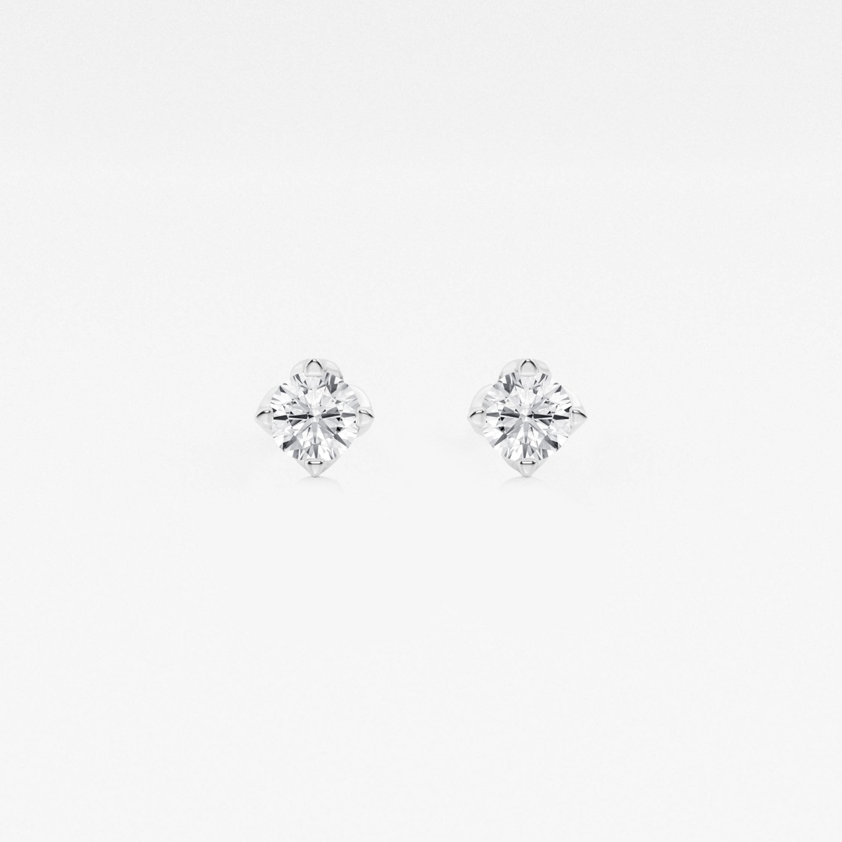 1/2 ctw Round Lab Grown Diamond Flower Petal Solitaire Stud Earrings