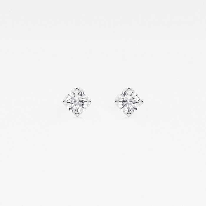 1/2 ctw Round Lab Grown Diamond Flower Petal Solitaire Stud Earrings