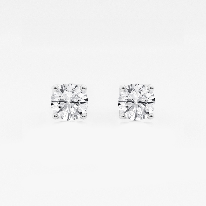 2 ctw Round Lab Grown Diamond Twisted Floral Solitaire Certified Stud Earrings