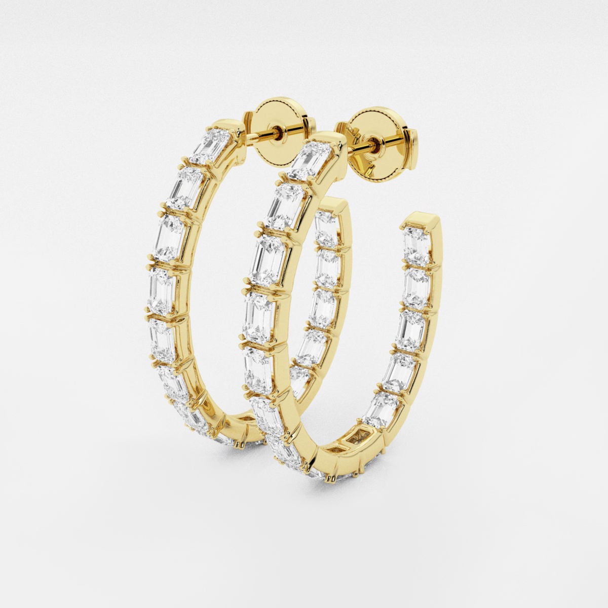 Additional Image 1 for  5 ctw Emerald Lab Grown Diamond Inside Out J Hoop Earrings