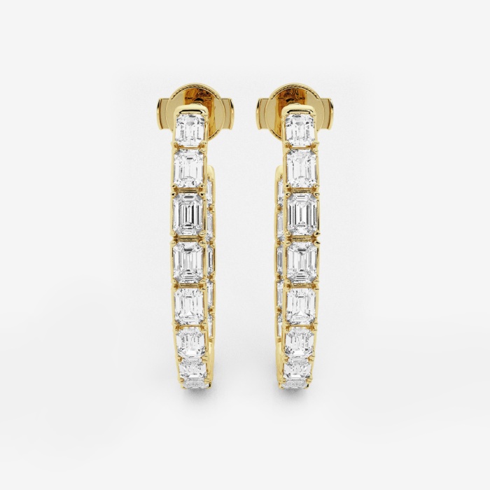 5 ctw Emerald Lab Grown Diamond Inside Out J Hoop Earrings