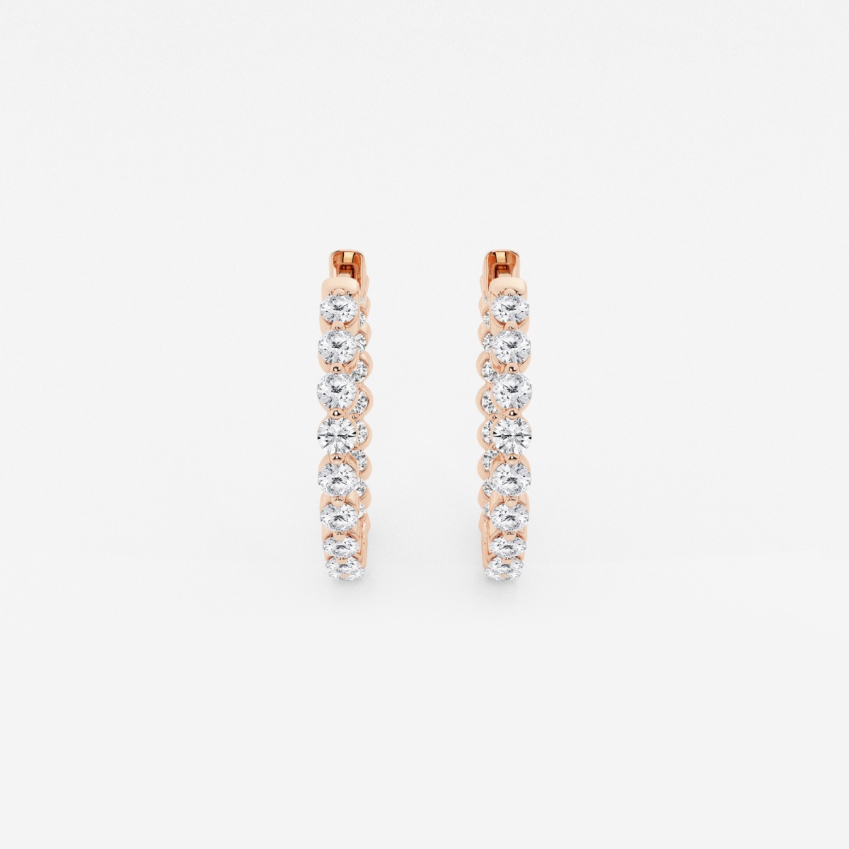 1 ctw Round Lab Grown Diamond Inside Out Floating Hoop Earrings
