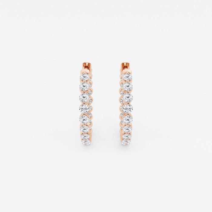 1 ctw Round Lab Grown Diamond Inside Out Floating Hoop Earrings