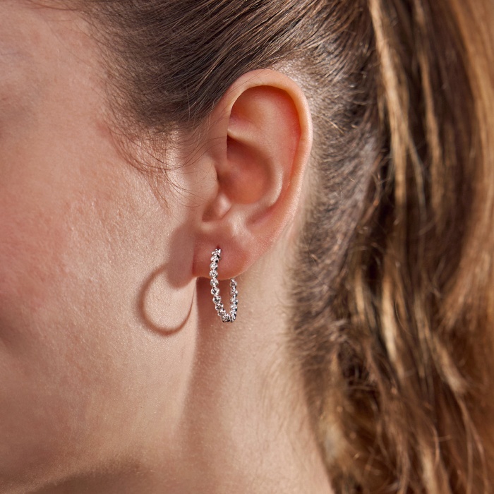 1 ctw Round Lab Grown Diamond Inside Out Floating Hoop Earrings