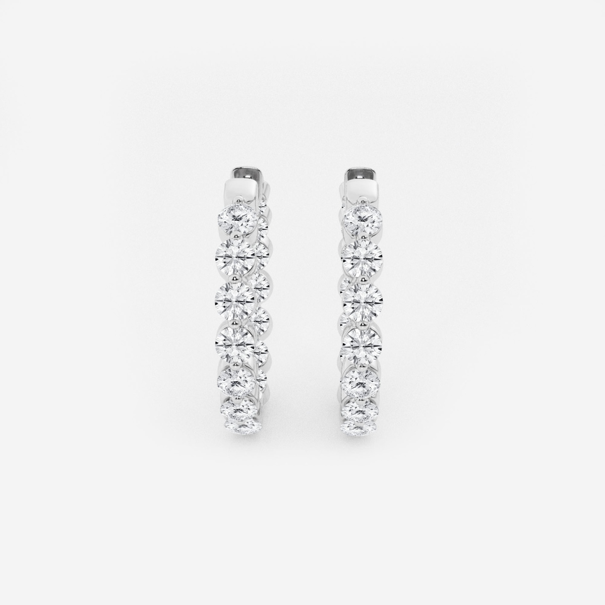 3 ctw Round Lab Grown Diamond Inside Out Floating Hoop Earrings
