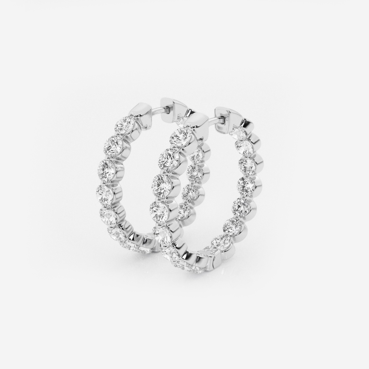 Additional Image 1 for  3 ctw Round Lab Grown Diamond Inside Out Floating Hoop Earrings