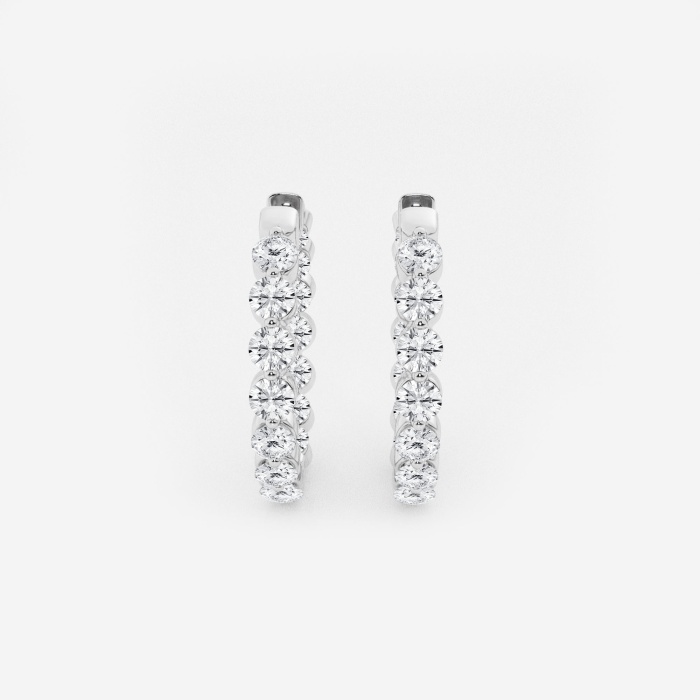 3 ctw Round Lab Grown Diamond Inside Out Floating Hoop Earrings