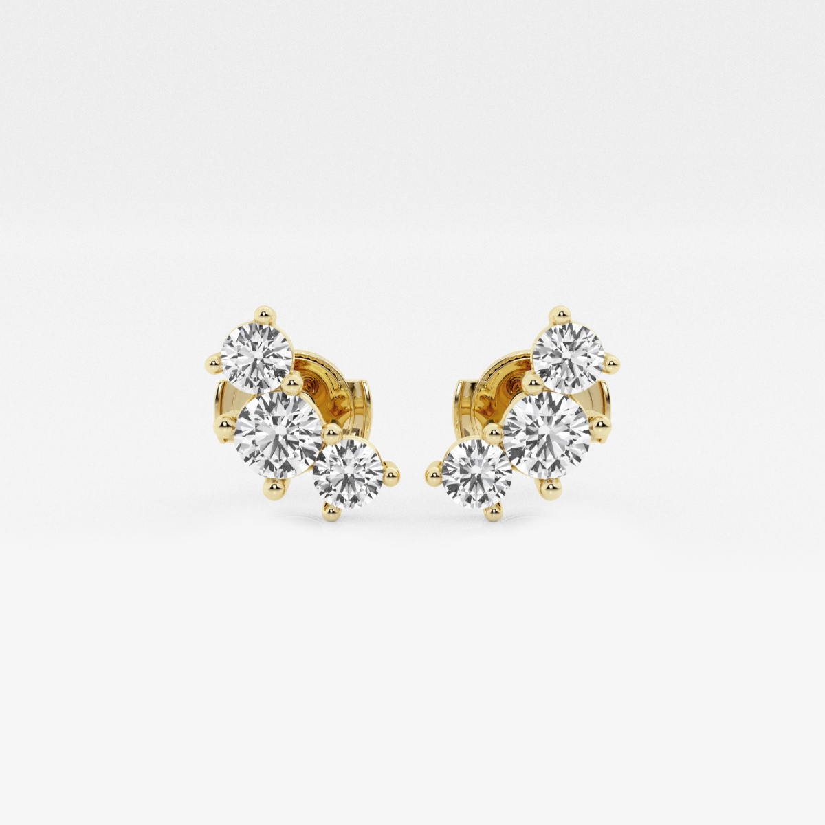 1 ctw Round Lab Grown Diamond Three-Stone Fashion Earrings