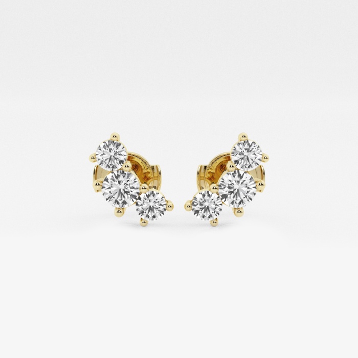 1 ctw Round Lab Grown Diamond Three-Stone Fashion Earrings