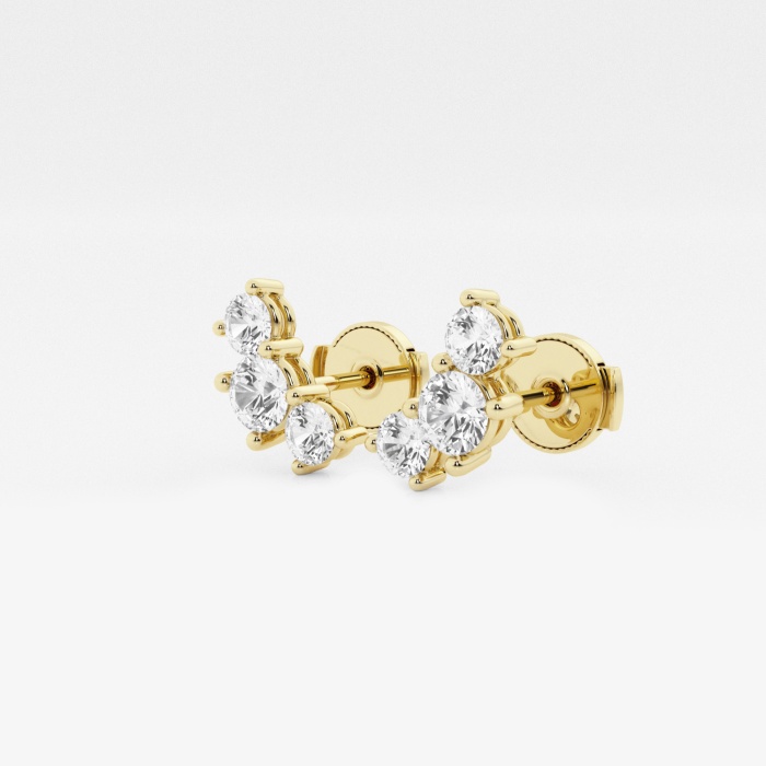 1 ctw Round Lab Grown Diamond Three-Stone Fashion Earrings