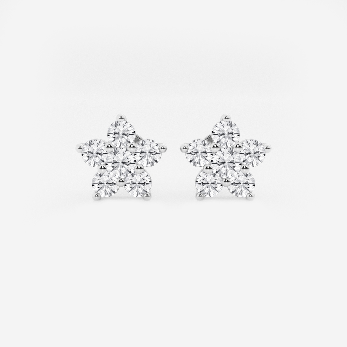 1 1/2 ctw Round Lab Grown Diamond Flower Stud Earrings