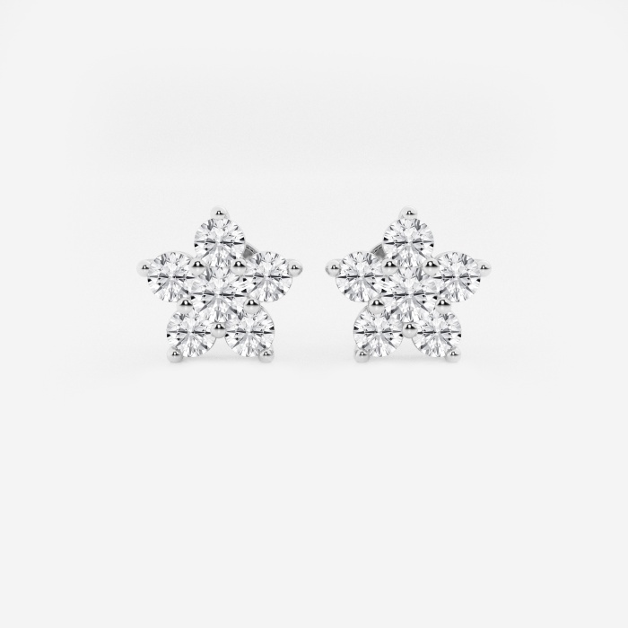 1 1/2 ctw Round Lab Grown Diamond Flower Stud Earrings