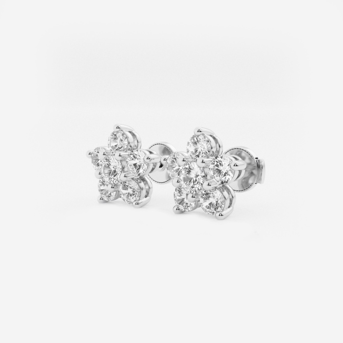 1 1/2 ctw Round Lab Grown Diamond Flower Stud Earrings