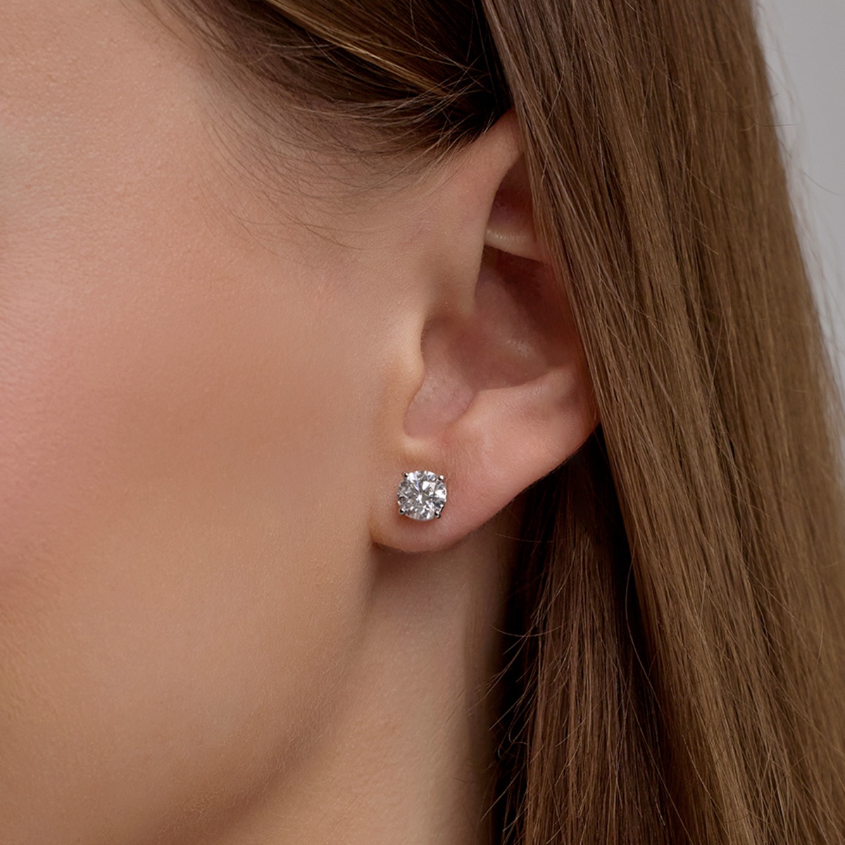 2 ctw Round Colorless (D) Lab Grown Diamond Stud Earrings