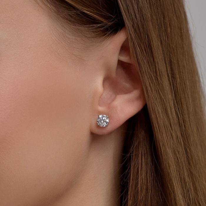 2 ctw Round Colorless (D) Lab Grown Diamond Stud Earrings