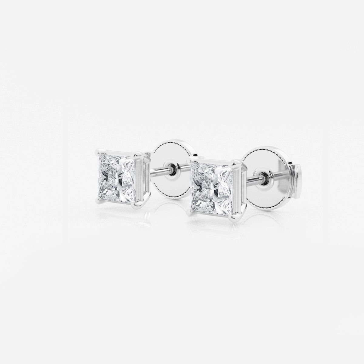 Additional Image 1 for  1 ctw Princess Lab Grown Diamond Solitaire Stud Earrings