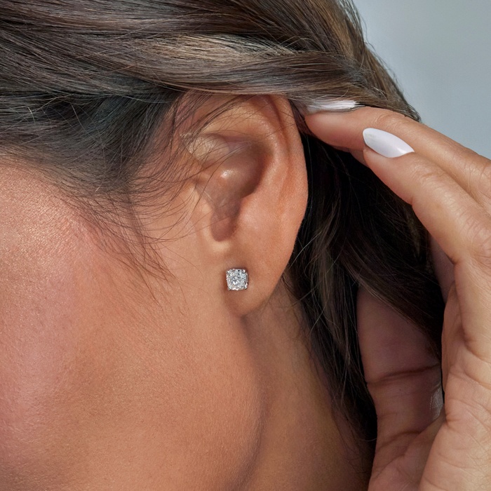 1 ctw Cushion Lab Grown Diamond Solitaire Stud Earrings