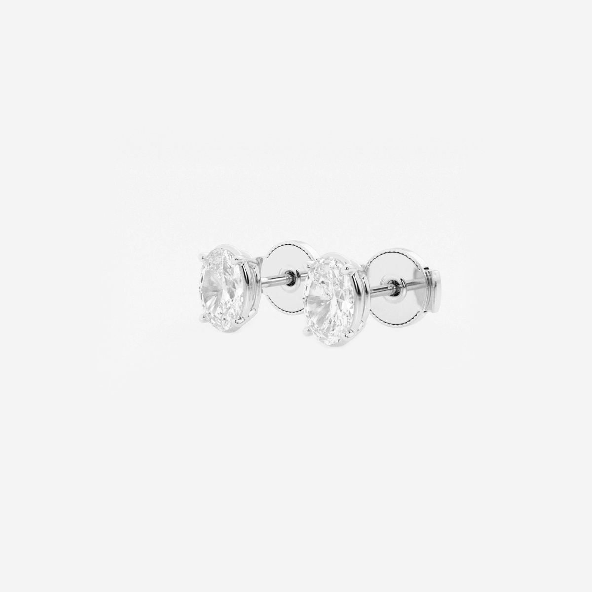 Additional Image 1 for  1 ctw Oval Lab Grown Diamond Solitaire Stud Earrings