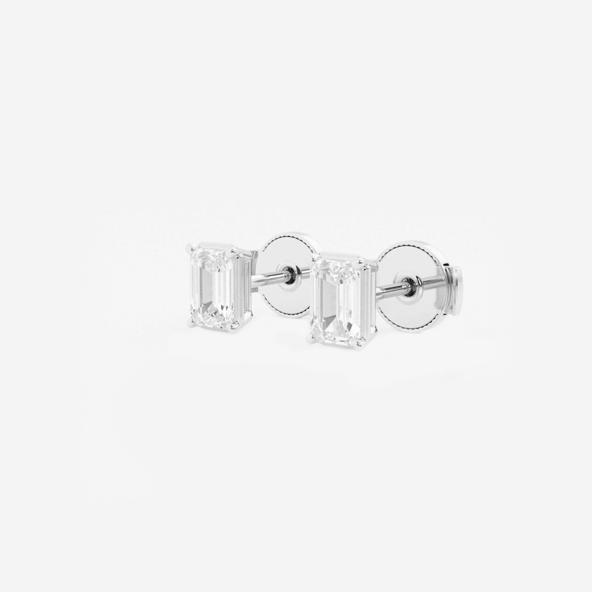 Additional Image 1 for  1 ctw Emerald Lab Grown Diamond Solitaire Stud Earrings