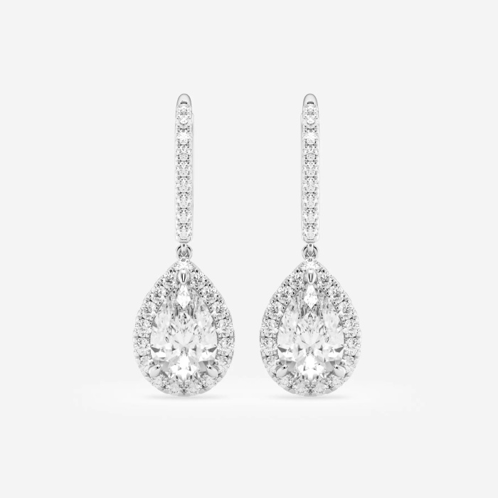 3 5/8 ctw Pear Lab Grown Diamond Halo Drop Earrings