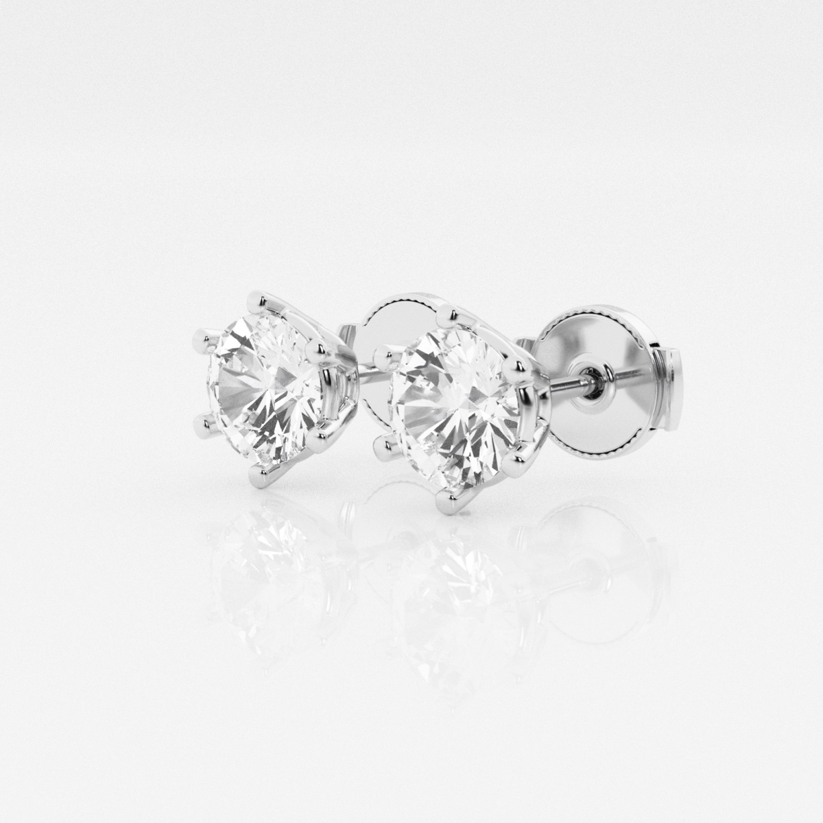 Additional Image 1 for  1 1/2 ctw Round Lab Grown Diamond Six Prong Stud Earrings