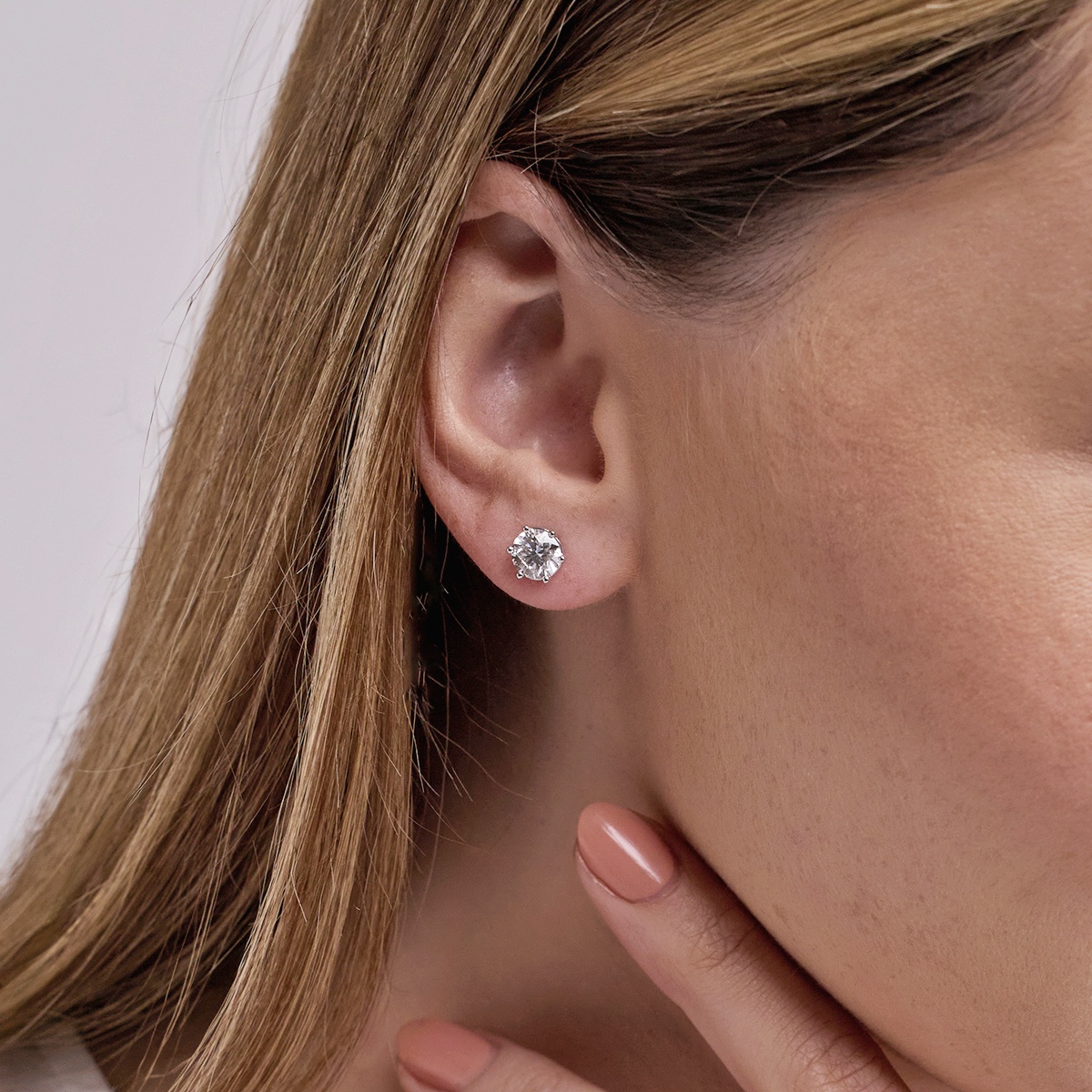 3 ctw Round Lab Grown Diamond Six Prong Stud Earrings