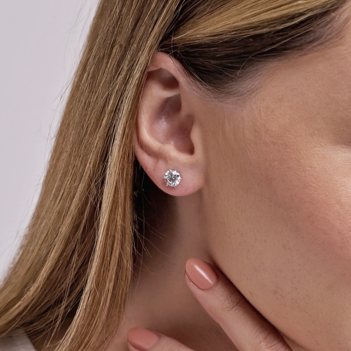 3 ctw Round Lab Grown Diamond Six Prong Stud Earrings