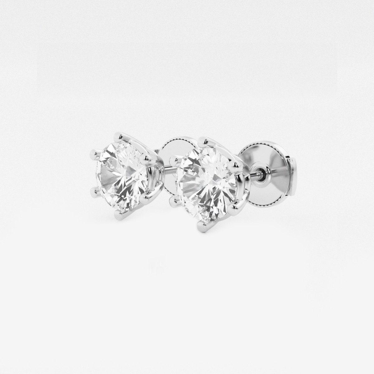 Additional Image 1 for  3 ctw Round Lab Grown Diamond Six Prong Stud Earrings