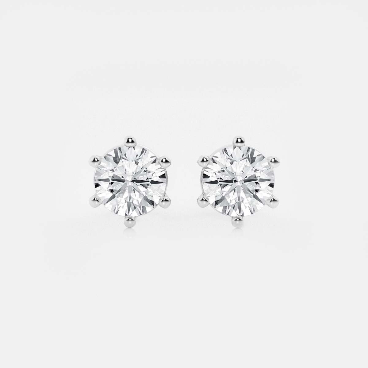 3 ctw Round Lab Grown Diamond Six Prong Stud Earrings