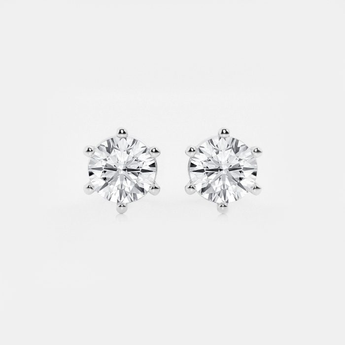 3 ctw Round Lab Grown Diamond Six Prong Stud Earrings