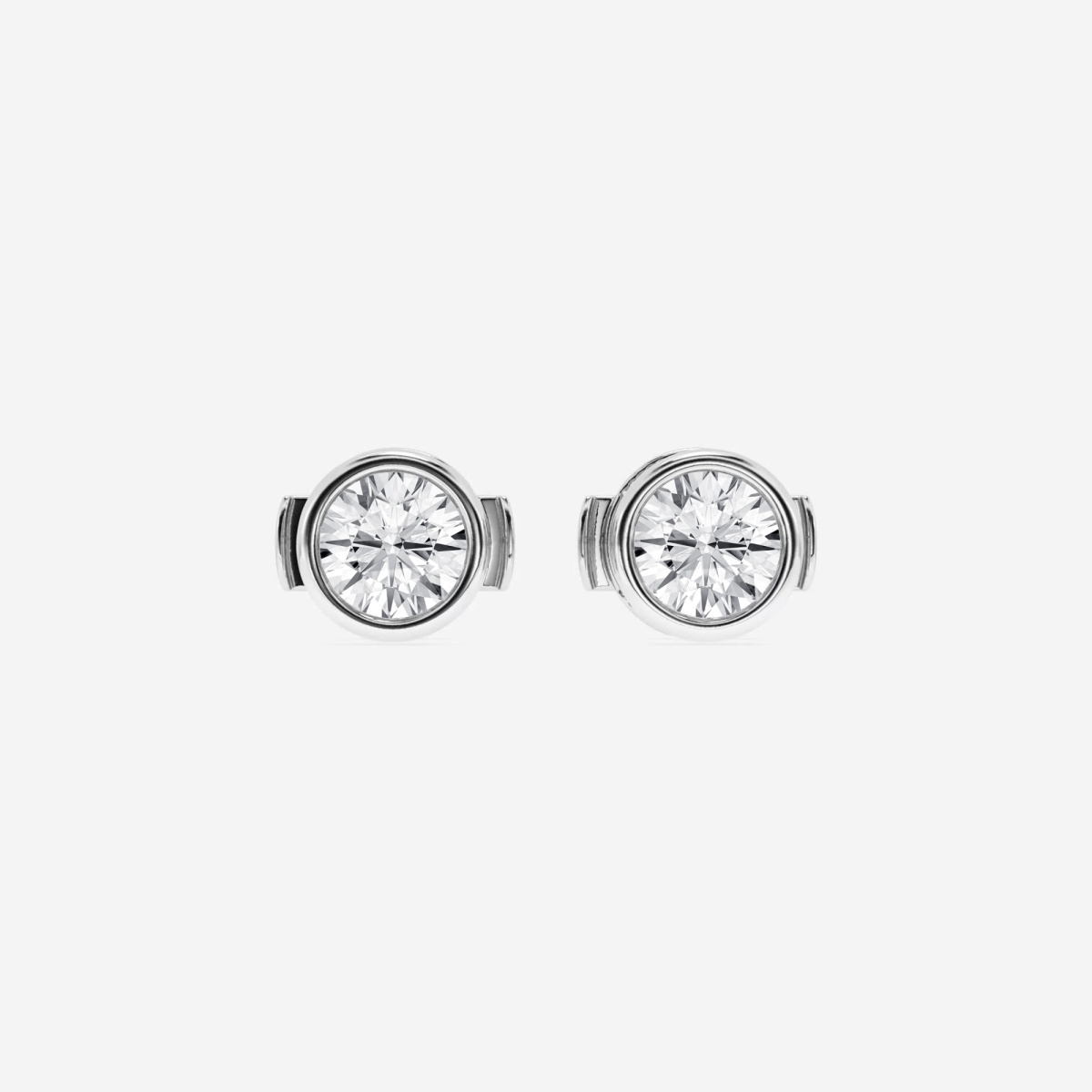 1 ctw Round Lab Grown Diamond Bezel Set Filigree Solitaire Stud Earrings