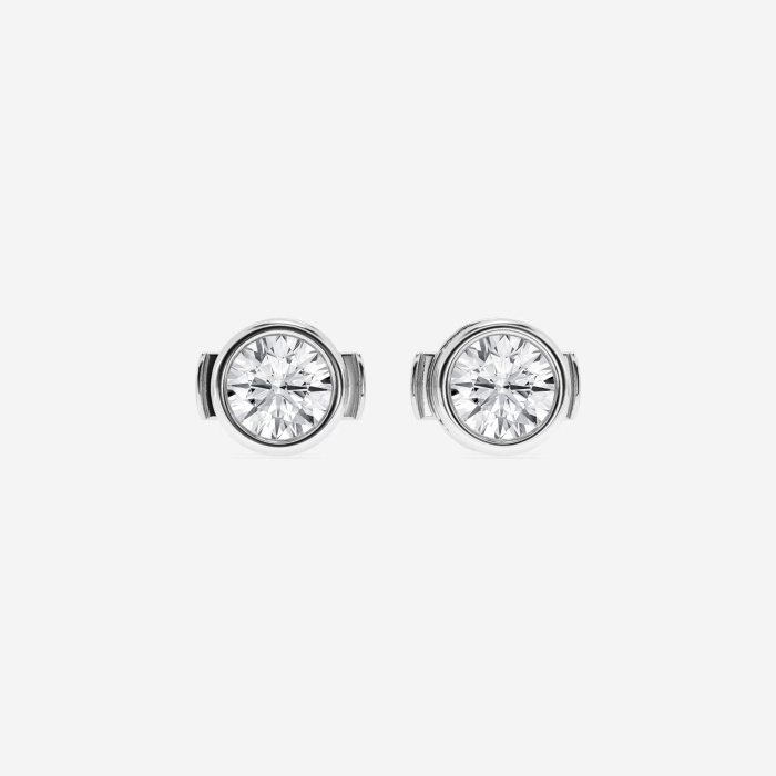 1 ctw Round Lab Grown Diamond Bezel Set Filigree Solitaire Stud Earrings