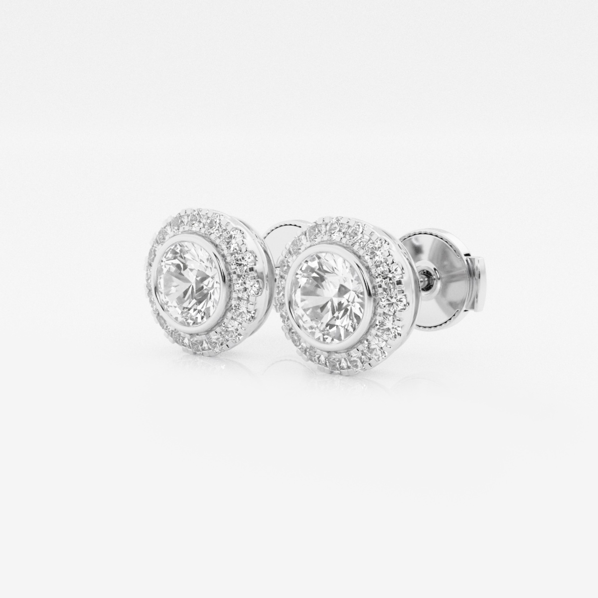 Additional Image 1 for  1 1/4 ctw Round Lab Grown Diamond Bezel Set Halo Stud  Earrings