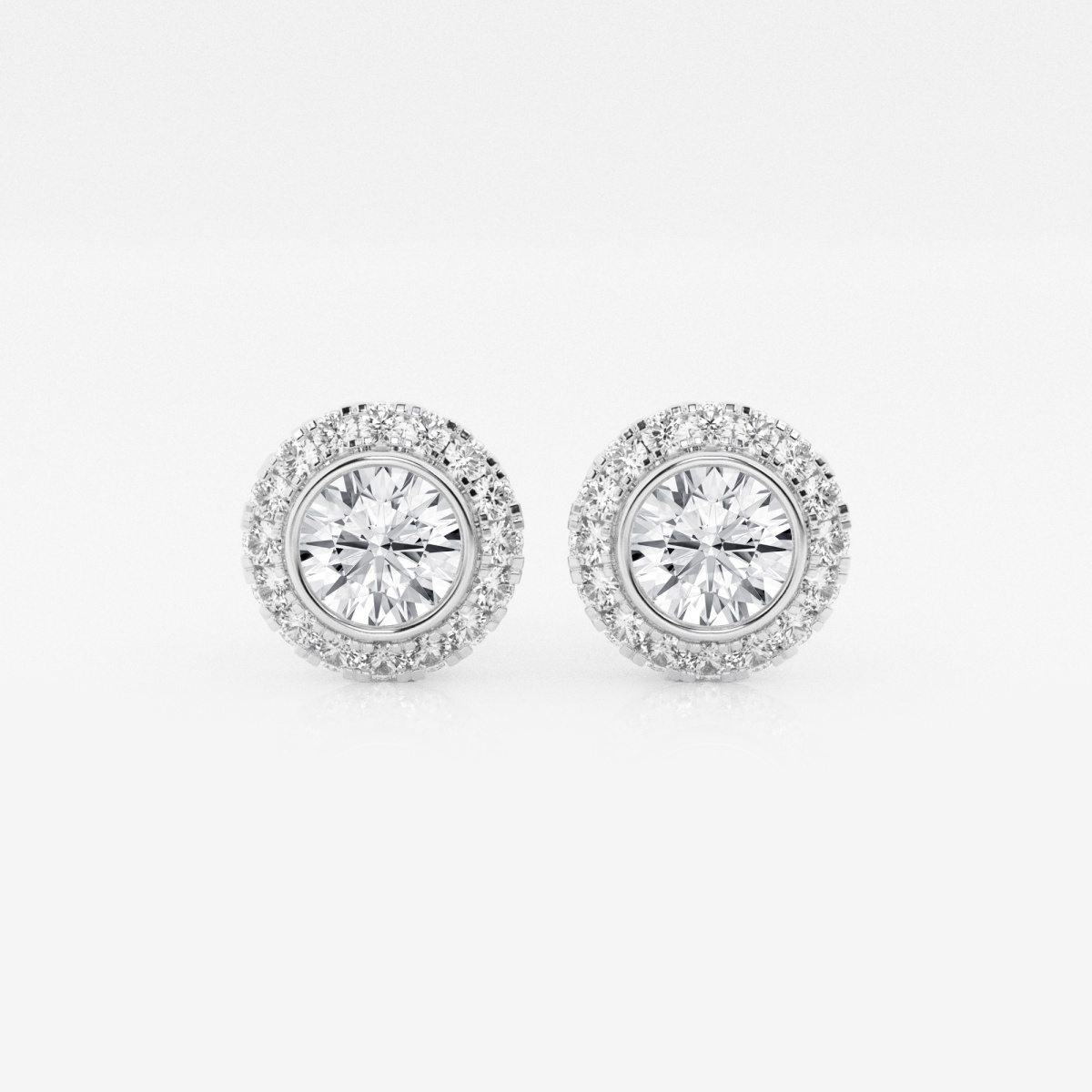 1 1/4 ctw Round Lab Grown Diamond Bezel Set Halo Stud  Earrings